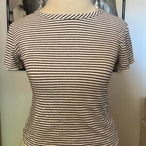 Old Navy Black and White Striped Short Sleeve Tee